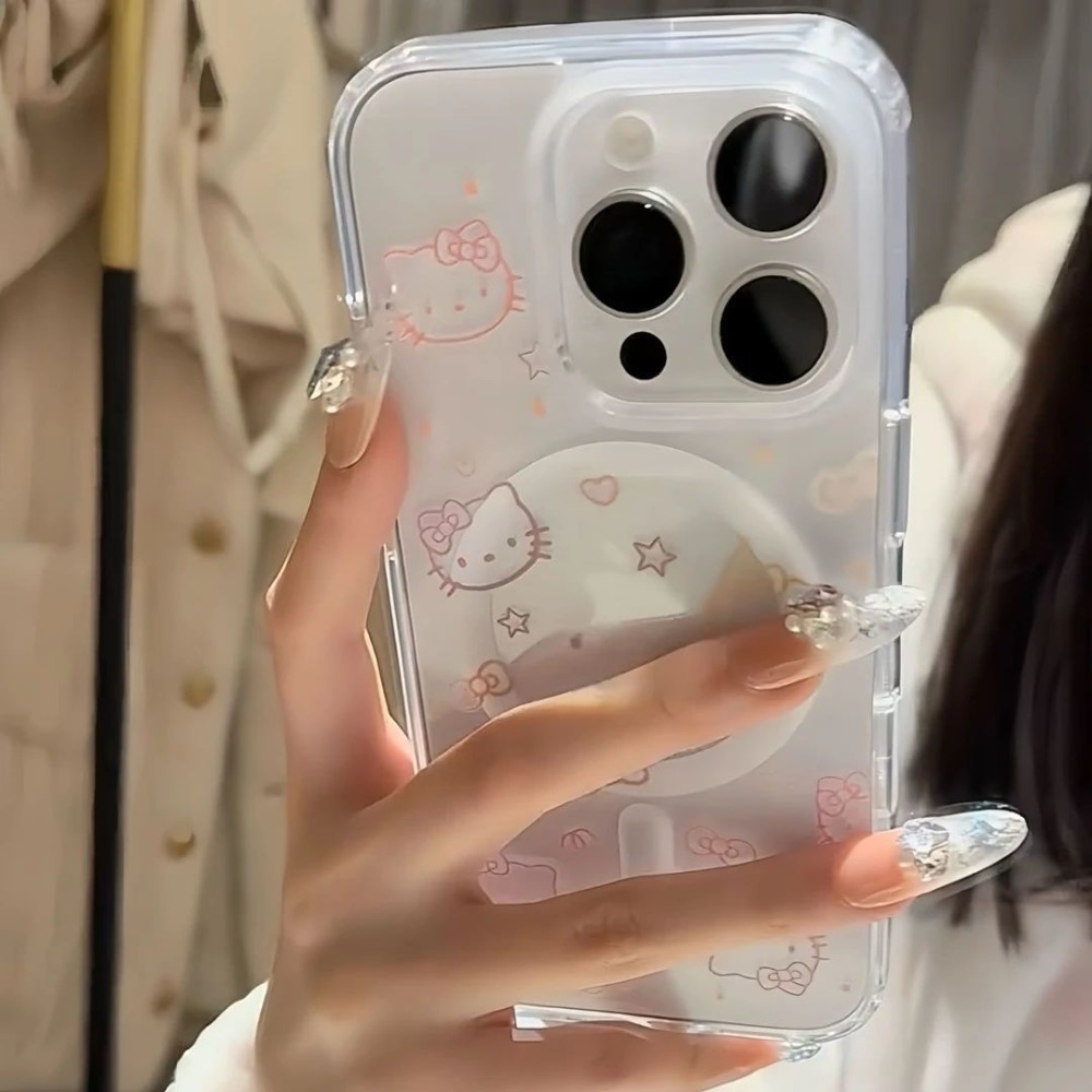 Mobile Tech Accessories - クリエイティブで豪華な漫画風キュートな猫のマグネット式かわいいスマホケース、iPhone 17 Pro Max 16 15