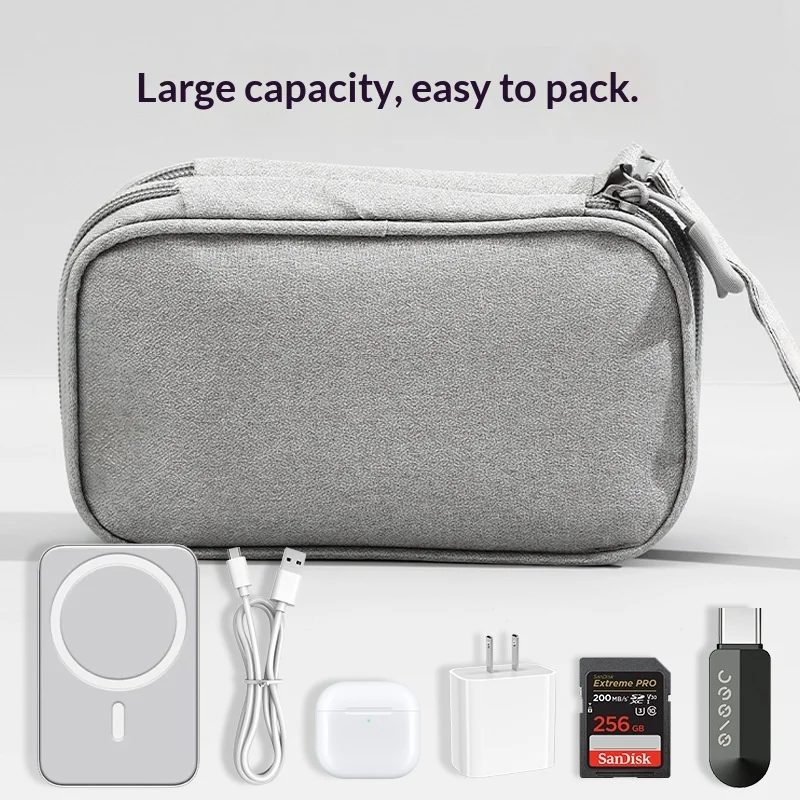 多層構造の旅行用ケーブル収納バッグ。防水仕様で、充電器、US - Tech Accessories Case のレビューと価格